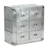 Aerospace Tarnished Silver Metal Chest of Drawers